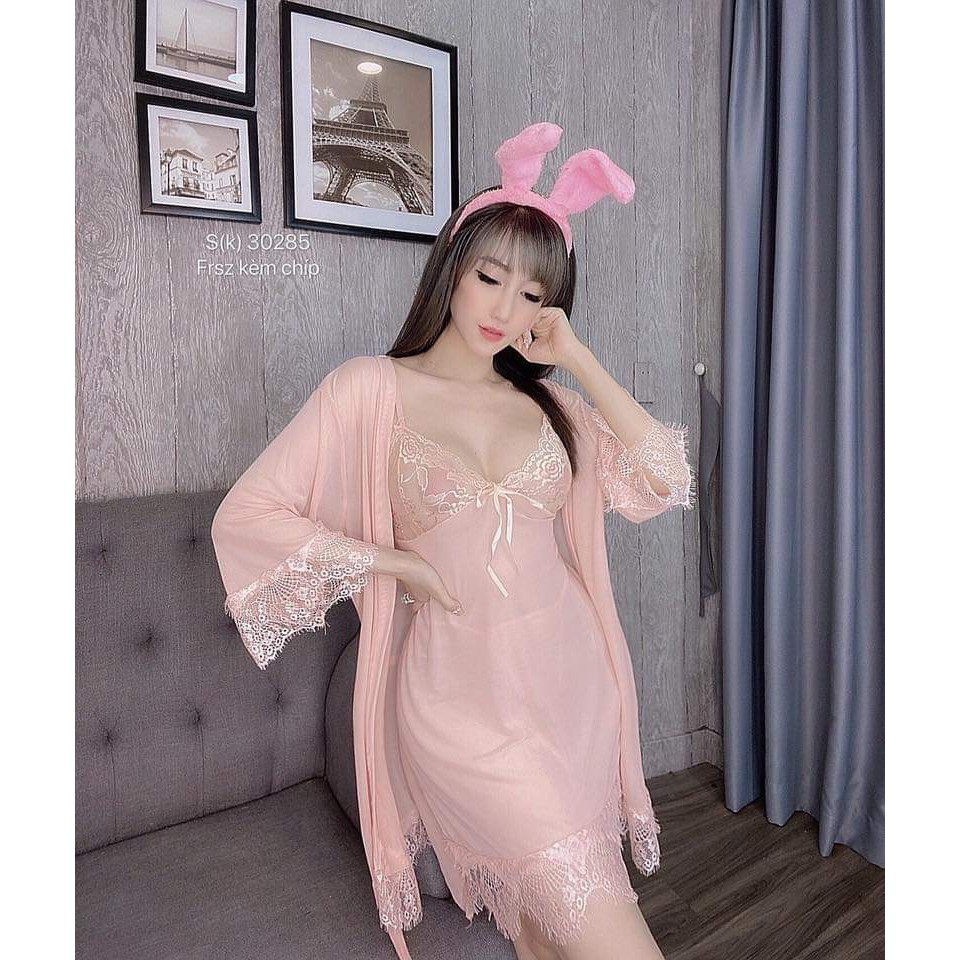 Váy ngủ gợi cảm kèm áo choàng