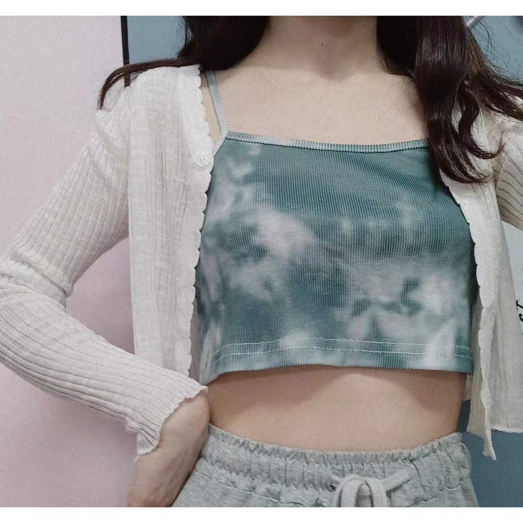 Áo croptop 2 dây ôm loang màu CHIC CROPTOP