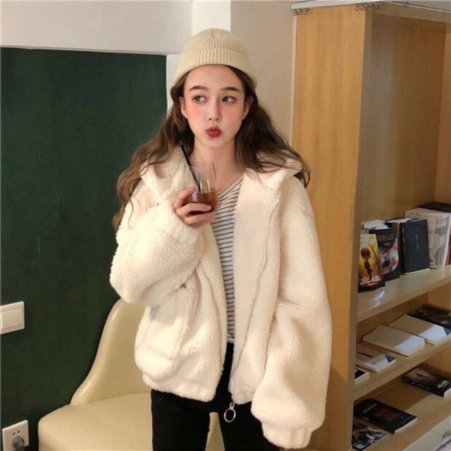 Áo khoác lông trắng thanh lý