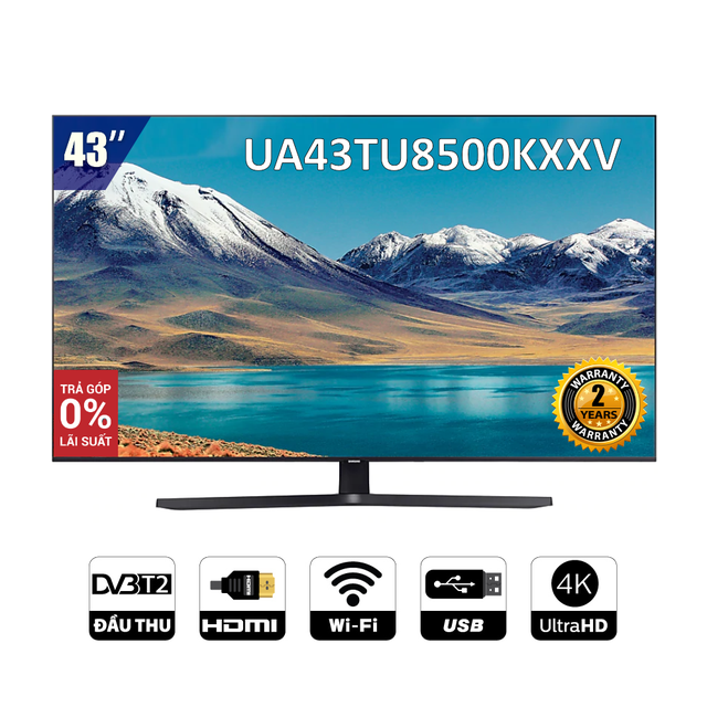 [Mã ELCE2TR giảm 6% đơn 200K] Smart Tivi 4K UHD Samsung 43 inch UA43TU8500KXXV - Miễn phí lắp đặt