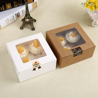 Hộp cupcake 4 ô trắng