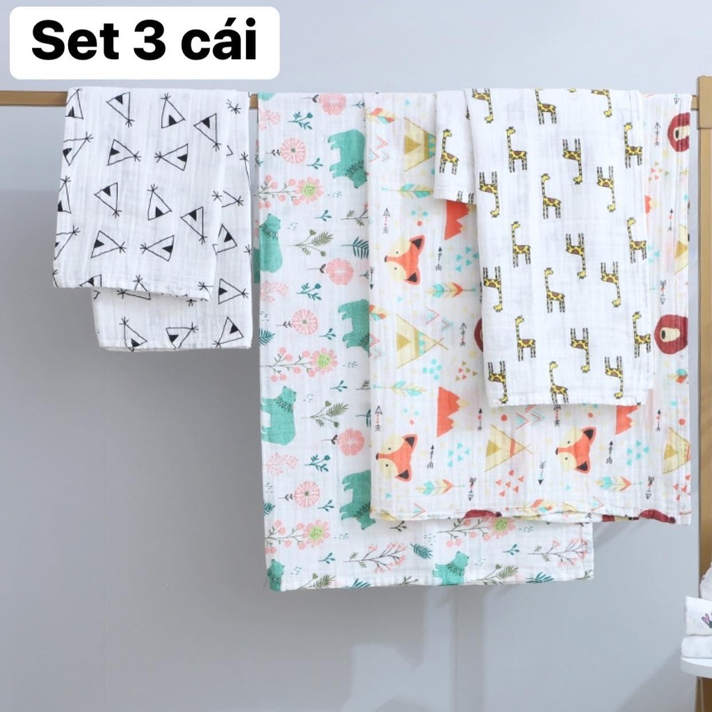 (LINK SỈ MÃ SET 3 KHĂN TẮM MUSLIN SỢI TRE ) BỘ CHO BÉ GÁI BÉ TRAI (THAY THẾ)