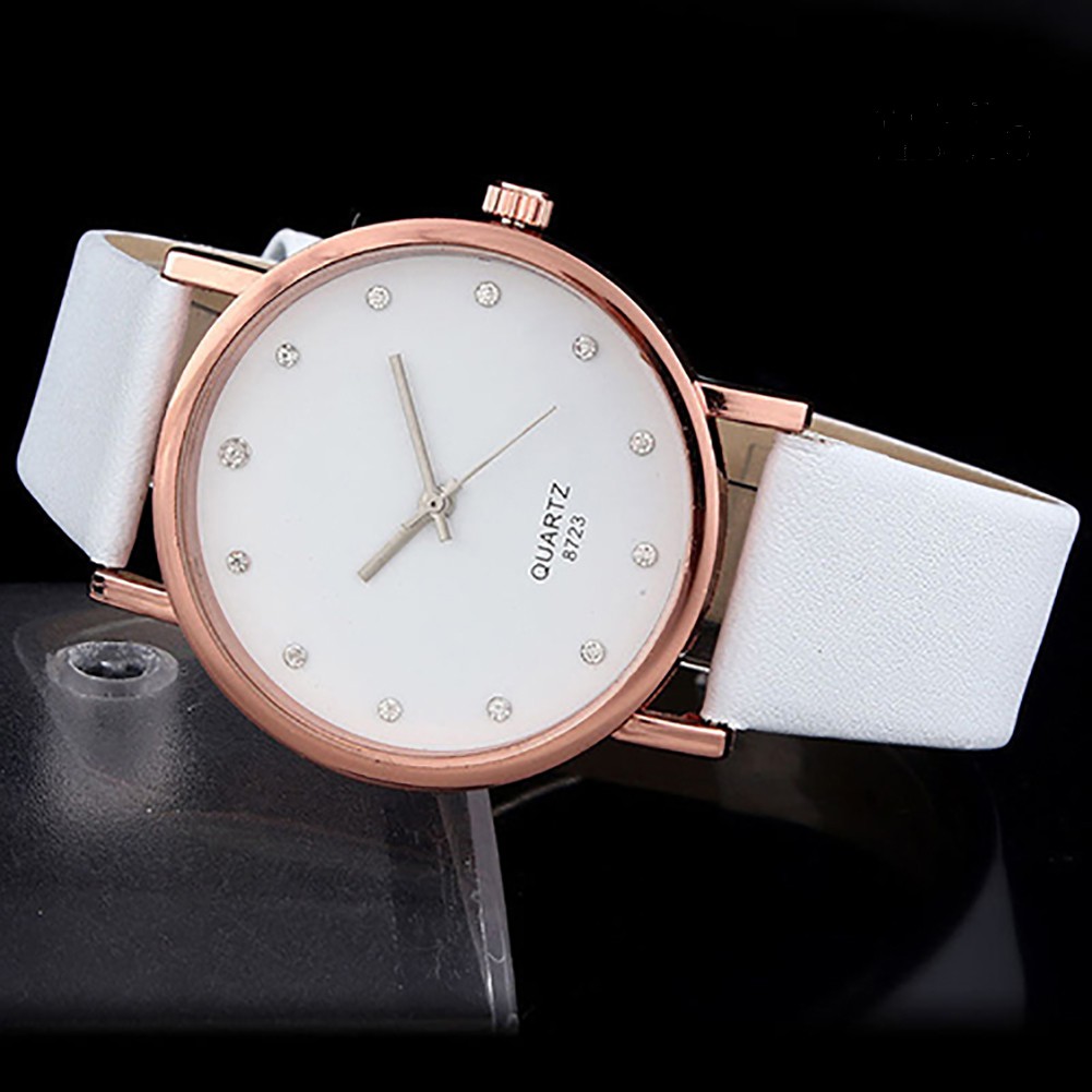 Đồng Hồ Đeo Tay Dây Giả Da Đính Đá Thời Trang Xinh Xắn Cho Nữ
