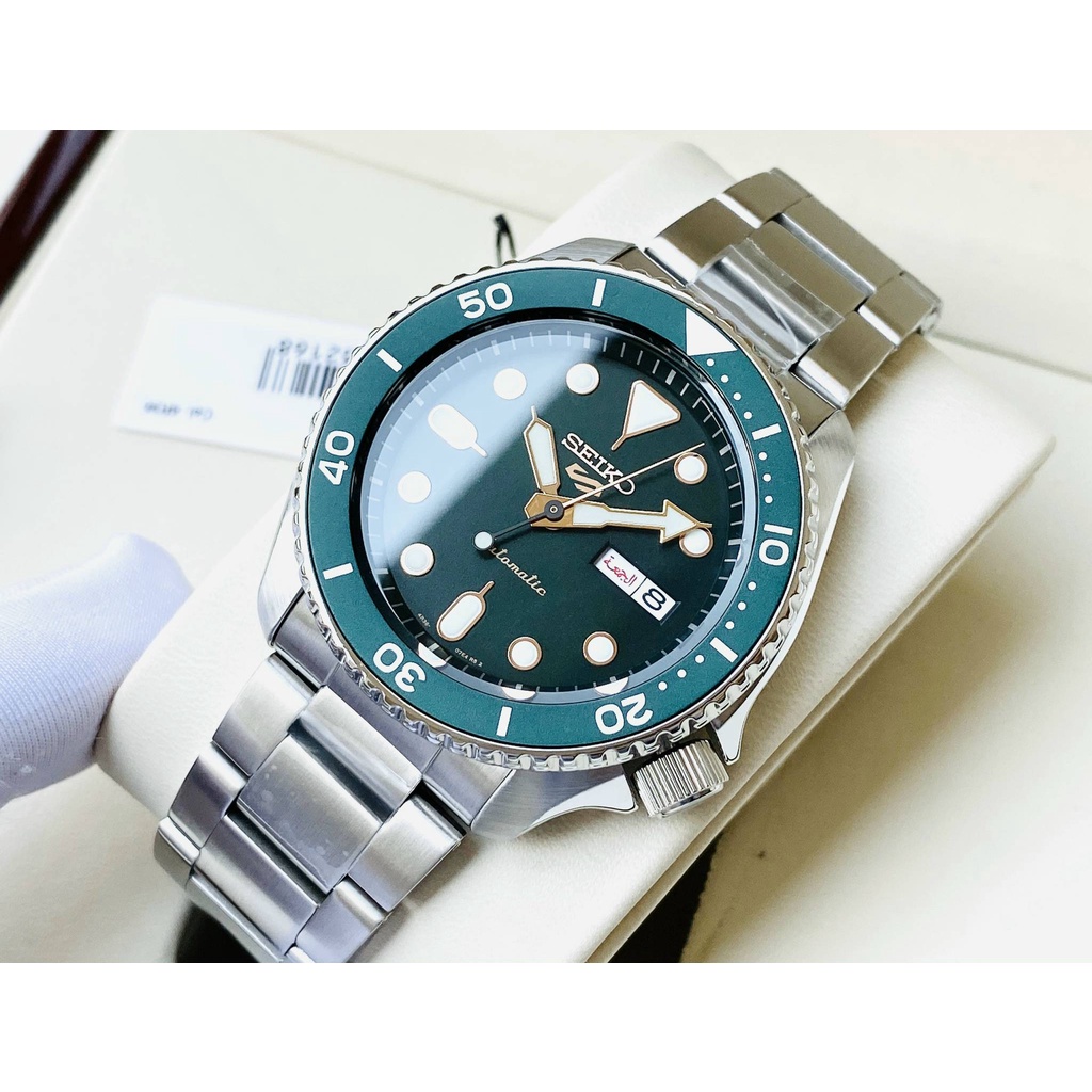 Đồng hồ Nam chính hãng Seiko 5 Sport SRPD63K1 Automatic Size 42,Mặt xanh,Viền Bezel,Lịch-Máy cơ-Dây kim loại cao cấp