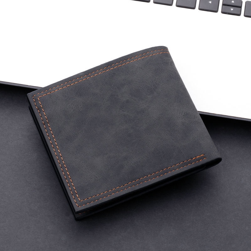 Ví da ngắn đa năng có khóa kéo phong cách retro thời trang thanh lịch cho nam