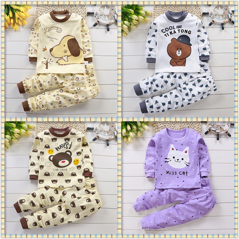 Bộ Quần Áo Cotton In Hình Cún Dễ Thương Vui Nhộn Hợp Thời Trang Cho Bé