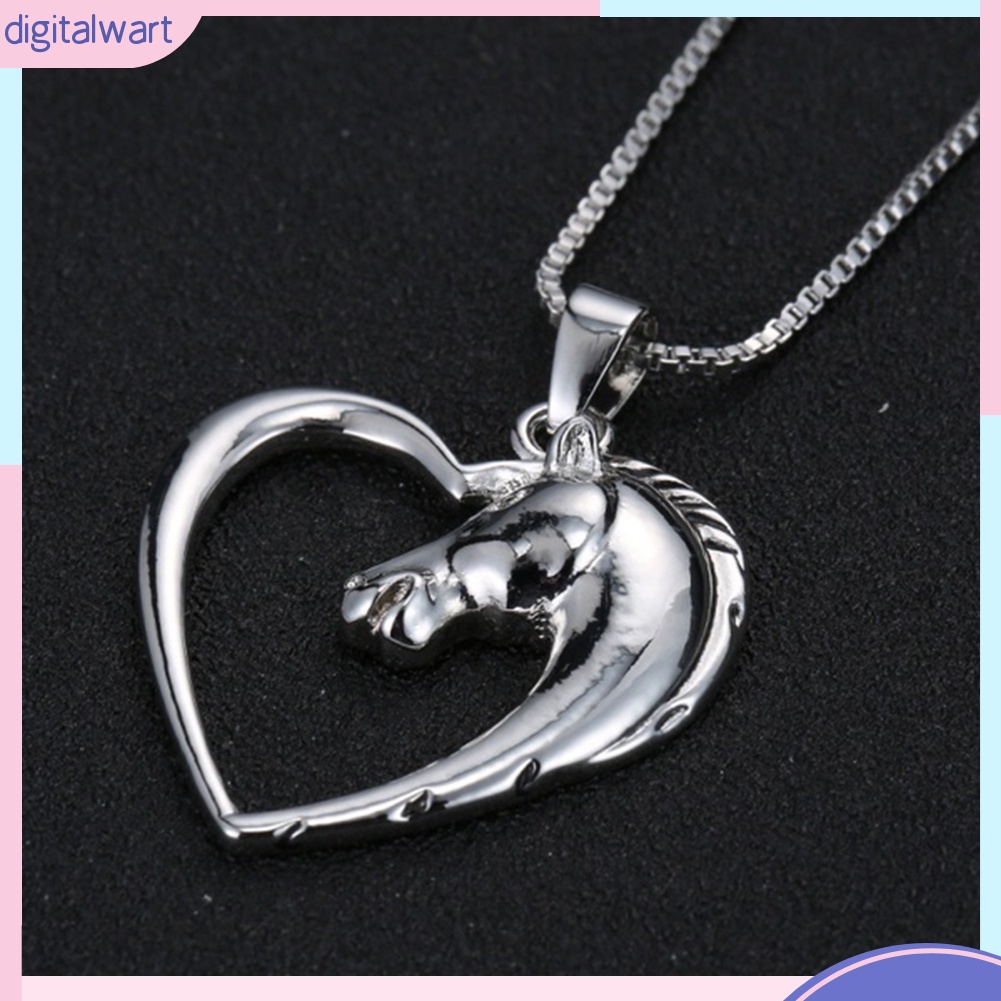 Dây Chuyền Hợp Kim Mặt Hình Đầu Ngựa Rỗng Phối Trái Tim Rỗng Cho Nữ