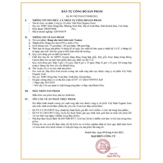 [CHÍNH HÃNG] Rong Nho Tách Nước Namiso, Siêu Tiện Lợi, Dễ Dàng Sử Dụng, Giá Trị Dinh Dưỡng Cao,Tốt Cho Sức Khỏe.