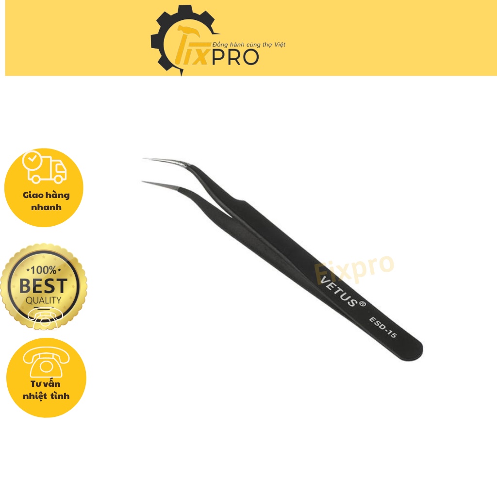 Nhíp gắp linh kiện Vetus ESD-15 đầu nhọn cong