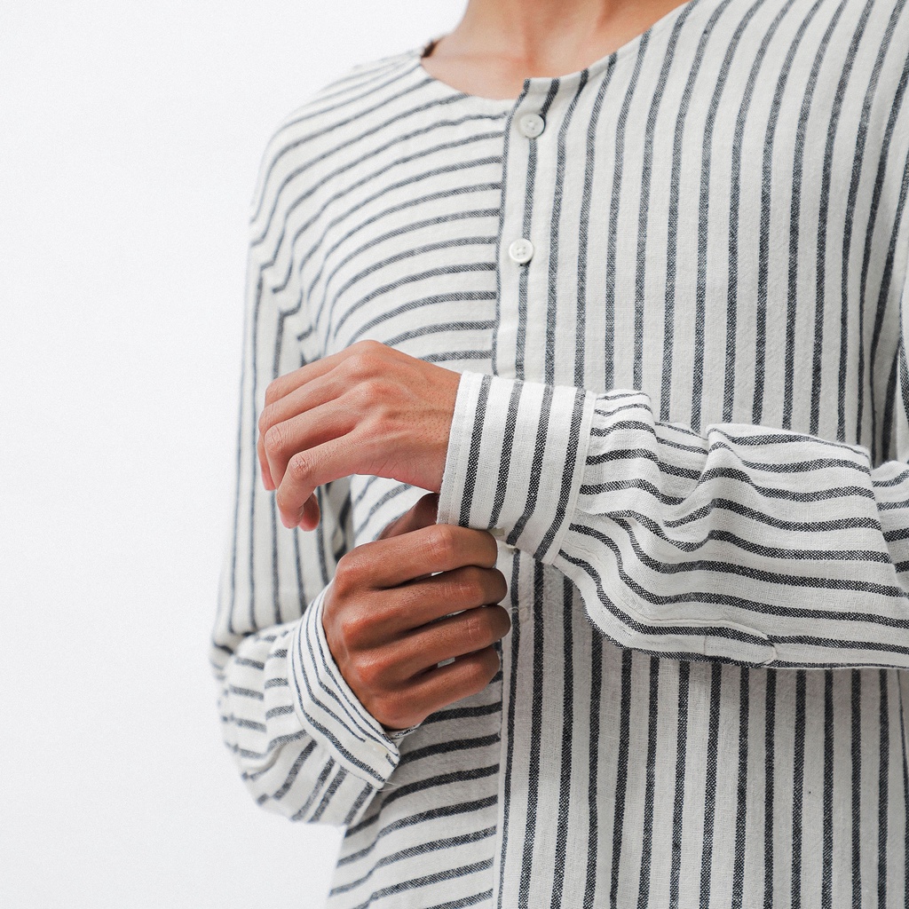 Áo Sơ Mi Nam Oversize Linen Stripes , Chất Linen Thoải Mái , SM006072,SOMEHOW