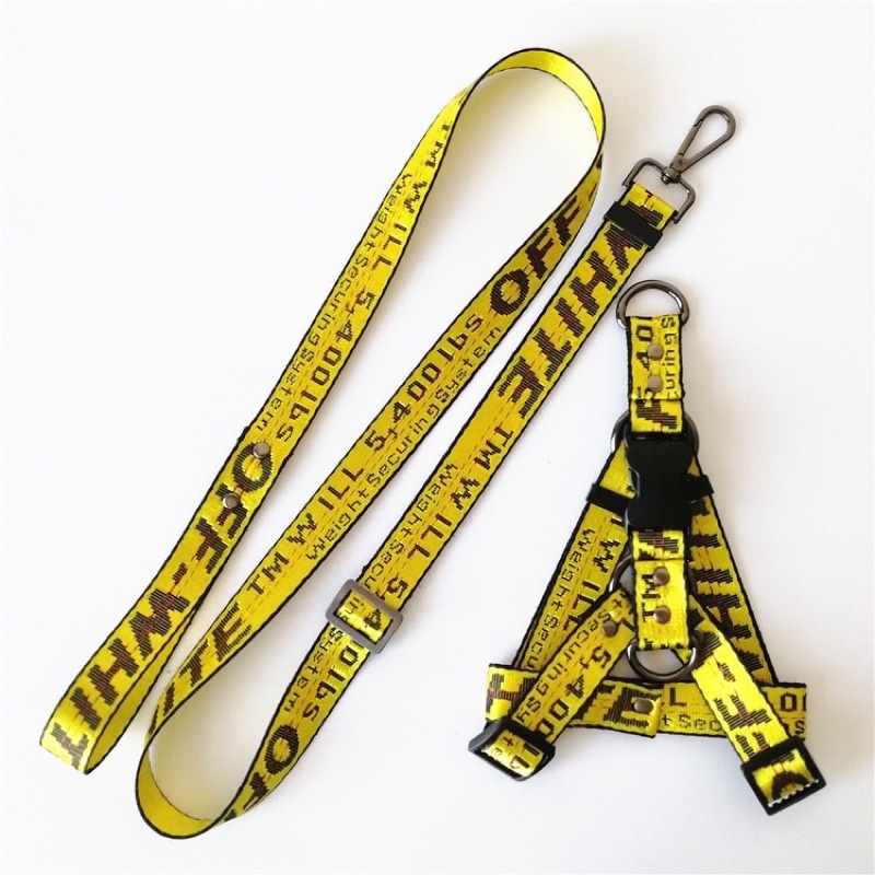 ĐAI NGỰC + DÂY DĂT OFF WHITE DÀNH CHO CHÓ MÈO