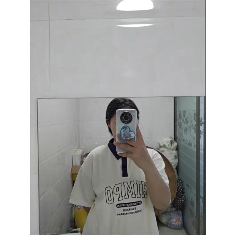 Áo polo ngắn tay vải tổ ong thêu chữ HI đơn giản cá tính Super Bigsize đến 150kg