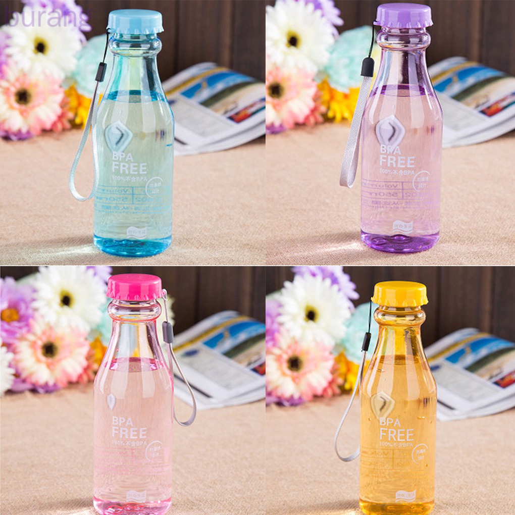 Chai nước bằng nhựa trong suốt nhiều màu 550ml