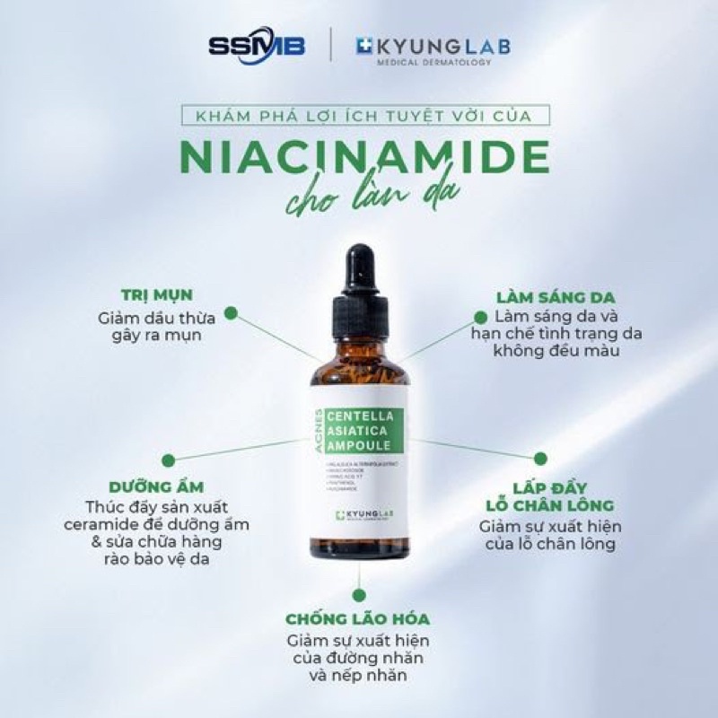 Serum giảm mụn Kyung Lab Acnes Centella Asiatica Ampoule 50ml kiềm dầu mờ thâm - Út store