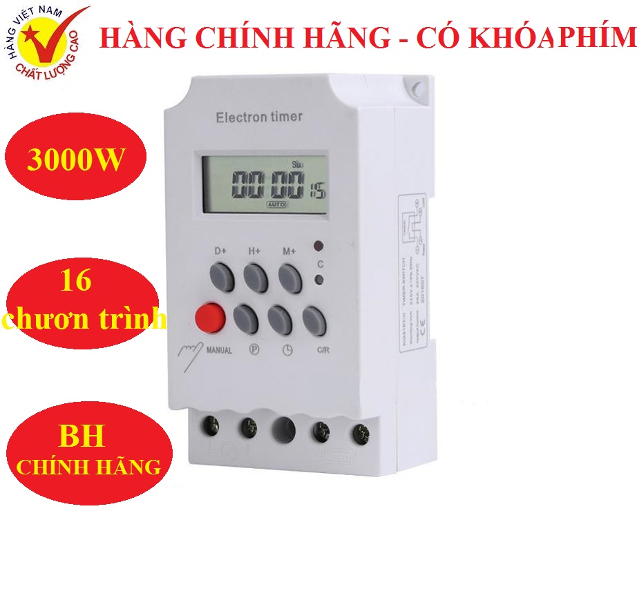 Thiết bị hẹn giờ bật tắt đèn đường máy bơm nước công suất lớn 3000W 25A 220V KG316T PIN TỰ SẠC MẪU MỚI 2021