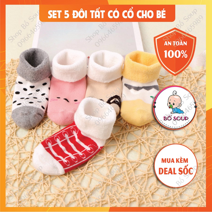 Set 5 Đôi Tất Bông/Vớ Bông Cho Bé Trai Bé Gái Xuất Hàn Sợi Dệt Bông Giày Mịn ( Tất Bông)