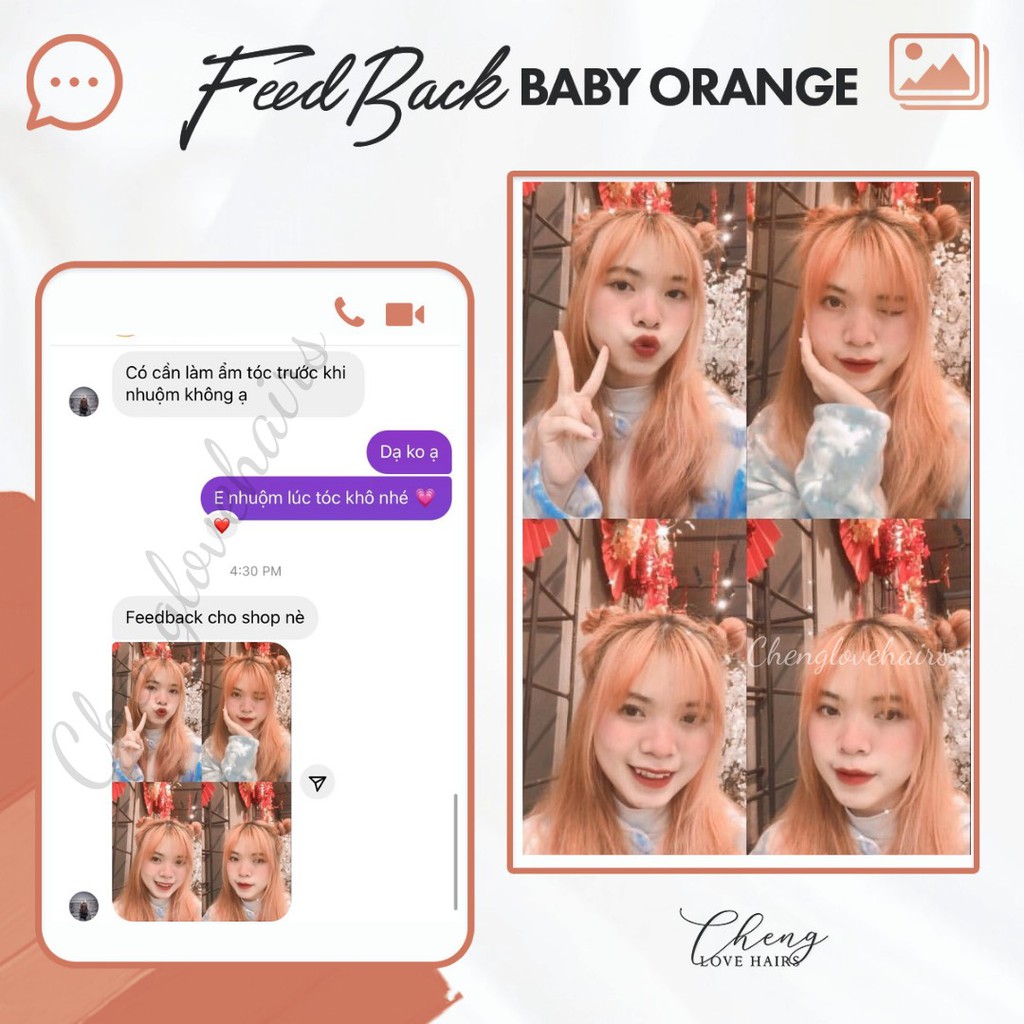 Thuốc Nhuộm Tóc Màu BABY ORANGE Kèm Tẩy | Chenglovehair, Chenglovehairs