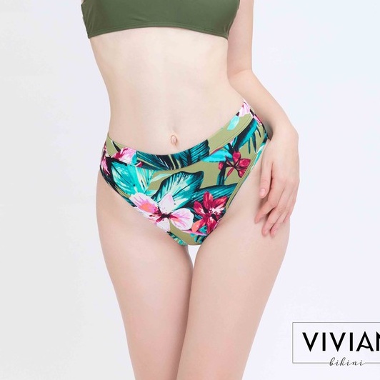 Quần bơi Nữ VIVIAN kiểu Quần lẻ cạp lớn- màu Xanh lá cây - vs054_GN