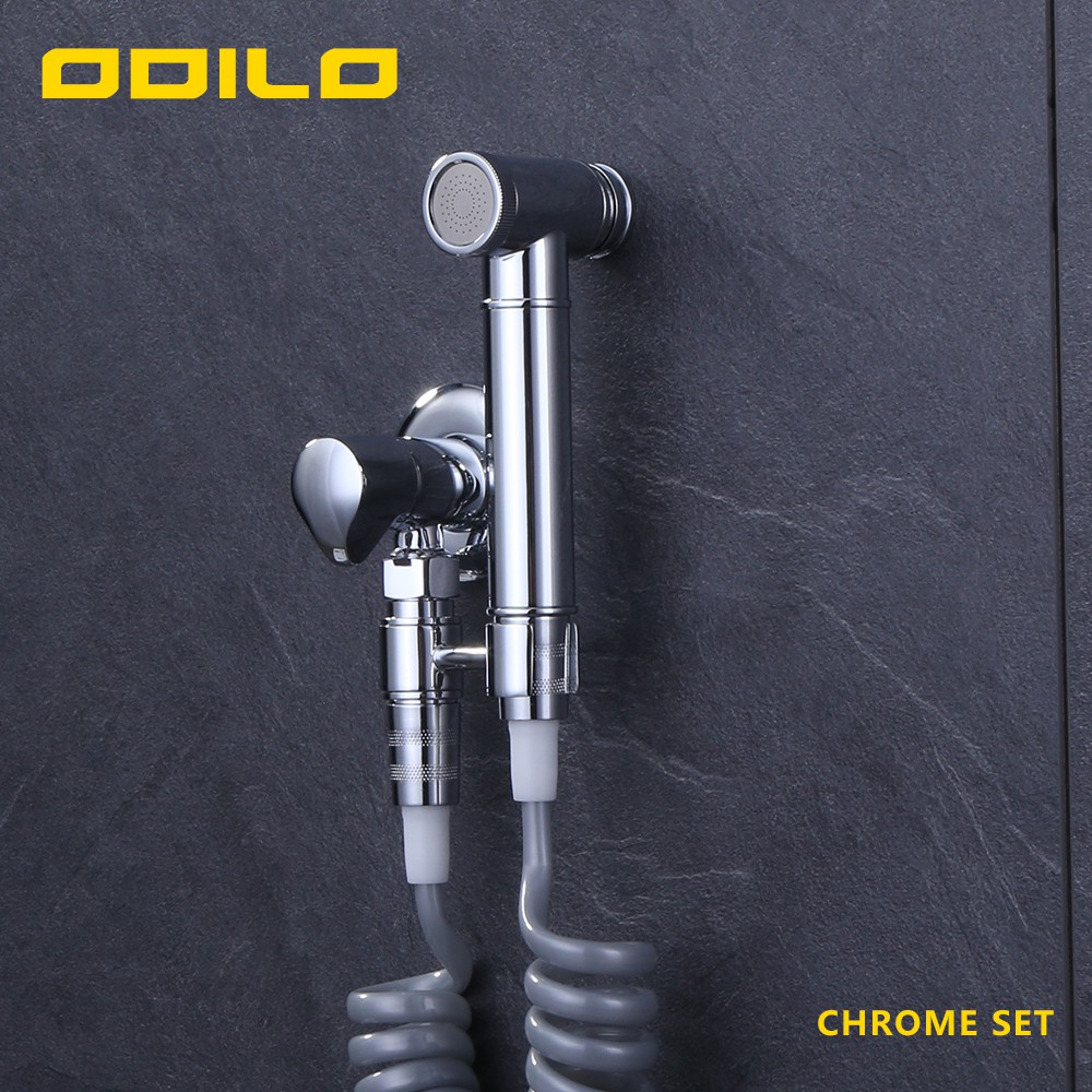 ODILO Bộ Vòi Xịt Nước Toilet 4 Trong 1 Bằng Đồng Thau Chrome Shattaf