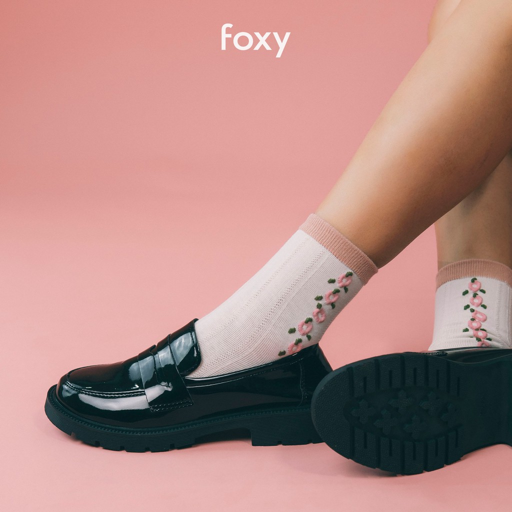 Giày Oxford Nữ FOXY Đen Bóng Chất Liệu Da Tổng Hợp Đế Cao 3cm - FOX019