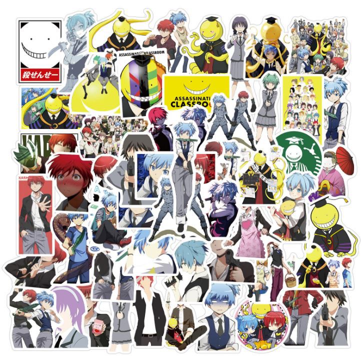 Sticker Assassination Classroom nhựa PVC không thấm nước, dán nón bảo hiểm, laptop, điện thoại, Vali, xe, Cực COOL #176