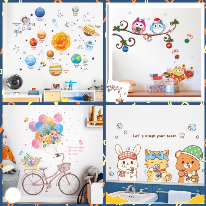 Decal trang trí trường - Mẫu Cartoon cực dễ thương