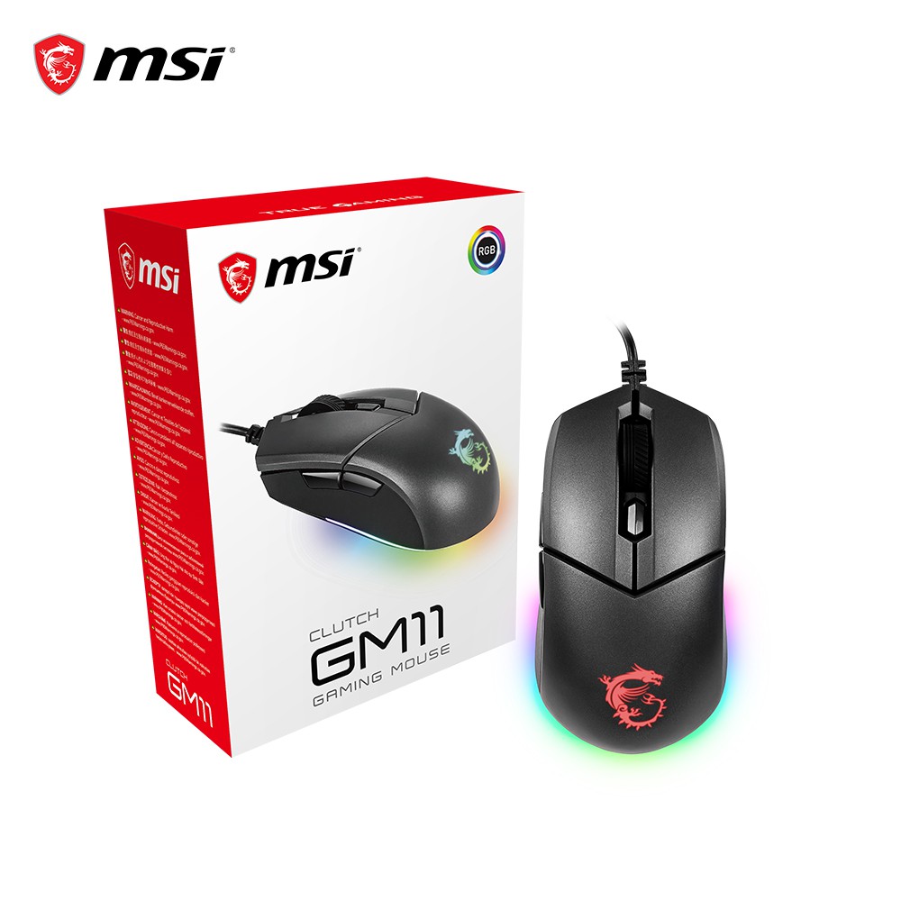 [Mã 2404EL10K giảm 10K đơn 20K] Chuột Gaming MSI Clutch GM11 RGB 5000 DPI Cảm biến quang PMW-3325