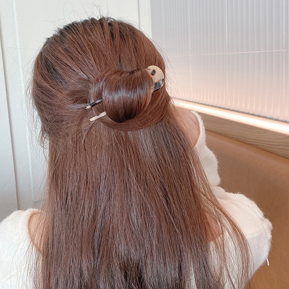 Trâm cài tóc họa tiết da báo thiết kế hình chữ U xinh xắn cho nữ