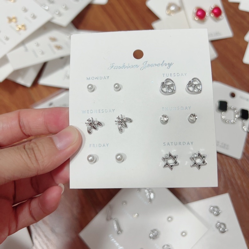 bông tai set 6 đôi ngẫu nhiên giá siêu hạt dẻ