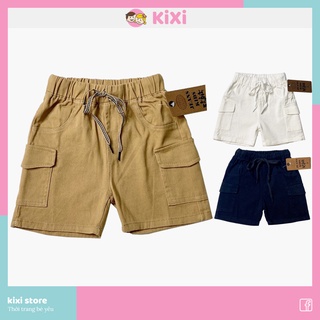 Quần short bé trai KiXi sooc ngố đùi túi hộp màu trơn quần kaki cho bé trai size đại CMQS01