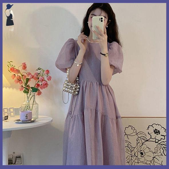 💓váy babydoll Đầm babydoll Tay Phồng Cổ Chữ V Eo Cao Phong Cách Hàn Quốc Thời Trang Mùa Hè Xinh Xắn Cho Nữ