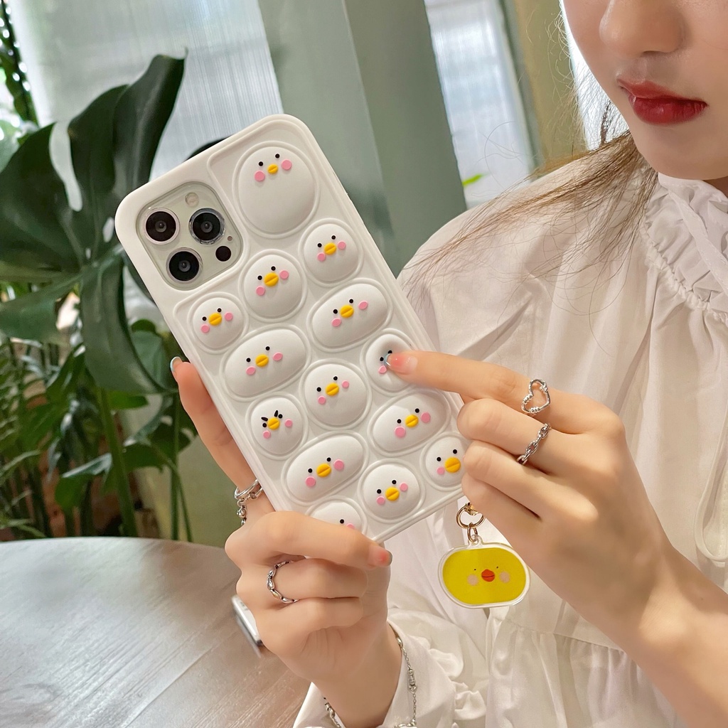 Ốp điện thoại silicon giảm căng thẳng in hình vịt vàng 3d thích hợp cho Iphone 13 12 11pro max xs xr x 7 8 plus