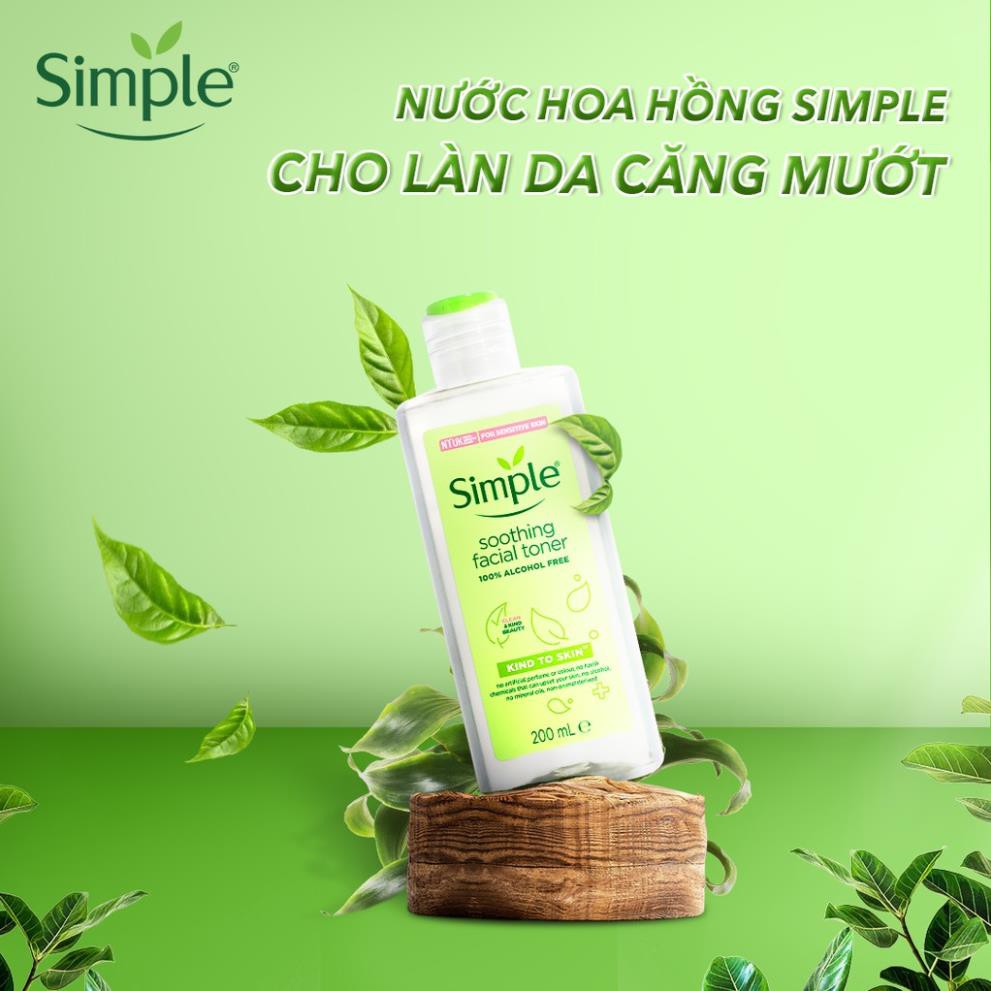 Combo Da Sạch Sâu SIMPLE Kind To Skin Nước Tẩy Trang 200ml + Sữa Rửa Mặt 150ml + Nước Cân Bằng Da Toner 200ml