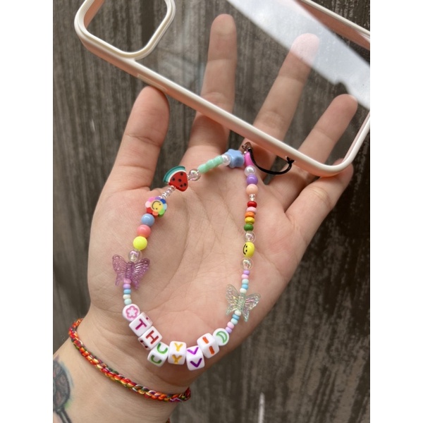 Dây treo điện thoại - móc khoá handmade hạt cườm charm cute theo yêu cầu