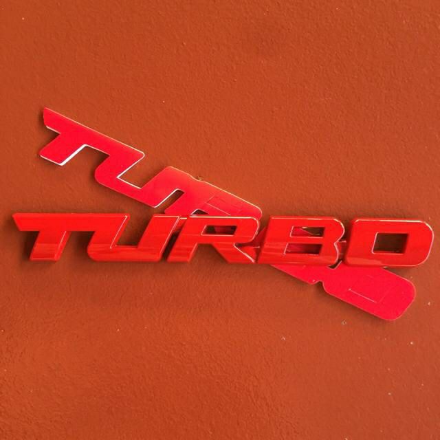 Logo Chữ TURBO 3D Kim Loại Trang Trí Xe 12x1,4 cm