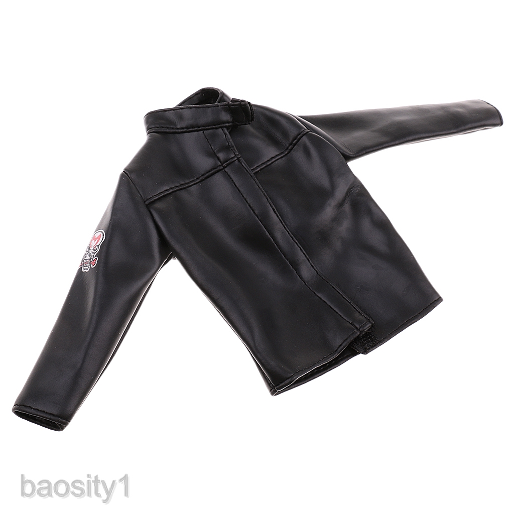 [Baosity1] 1 / 6 Áo Khoác Da PU Màu Đen Cho Mô Hình Nam 12 &quot;