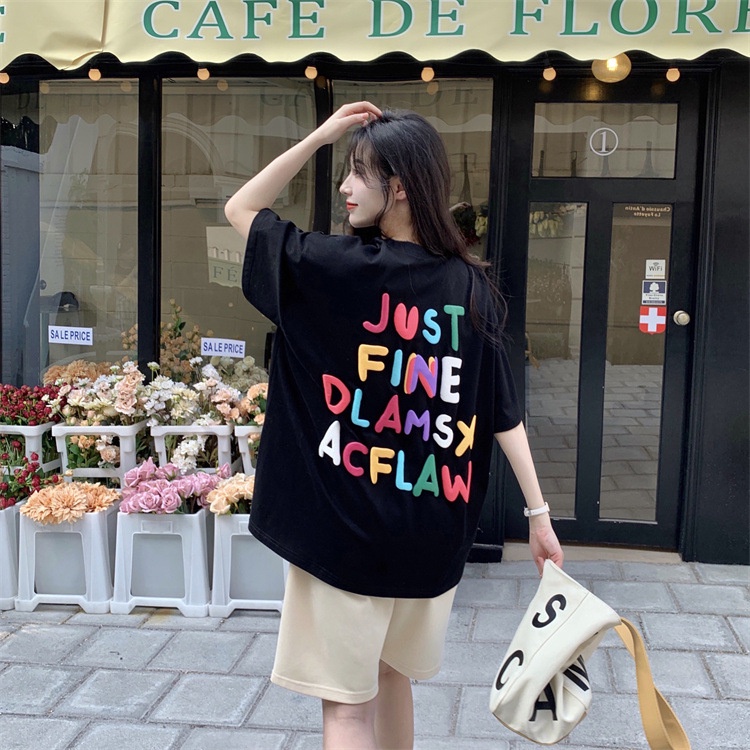 Áo thun tay lỡ JUST FINE DLAMSX ACFLAW ❤️ Áo phông oversize form rộng unisex  nam nữ - A09 - Happy Style
