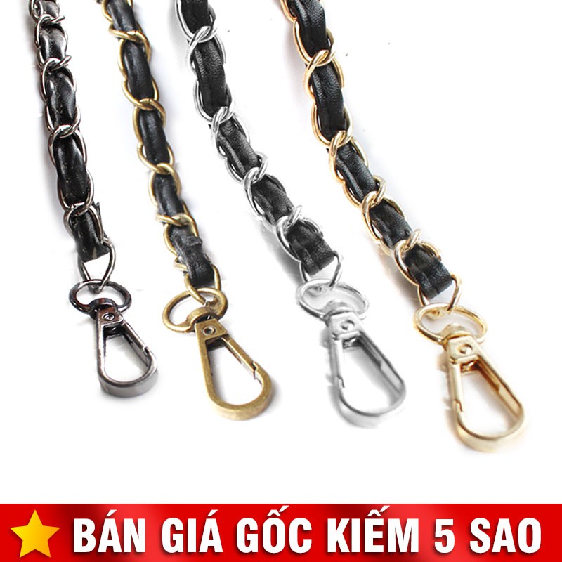 Dây Đeo Túi Xách DA ĐEN Đan Xích 10mm P1506