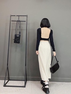 Áo croptop hở lung thun 5cm yoona