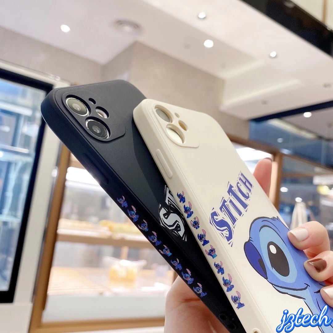 IPhone 12 11 Pro Max X Xs Max XR 8 7 Plus 12 Mini Fashion Cute Stitch Phone Case Cartoon Straight Edge Pattern Phone Case