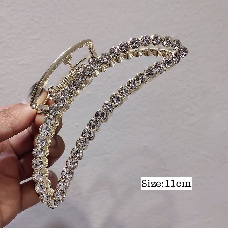 Kẹp tóc Hàn Quốc đính đá Cặp tóc càng cua kim loại thời trang xinh sang chảnh chữ D hottrend Miituu KD7