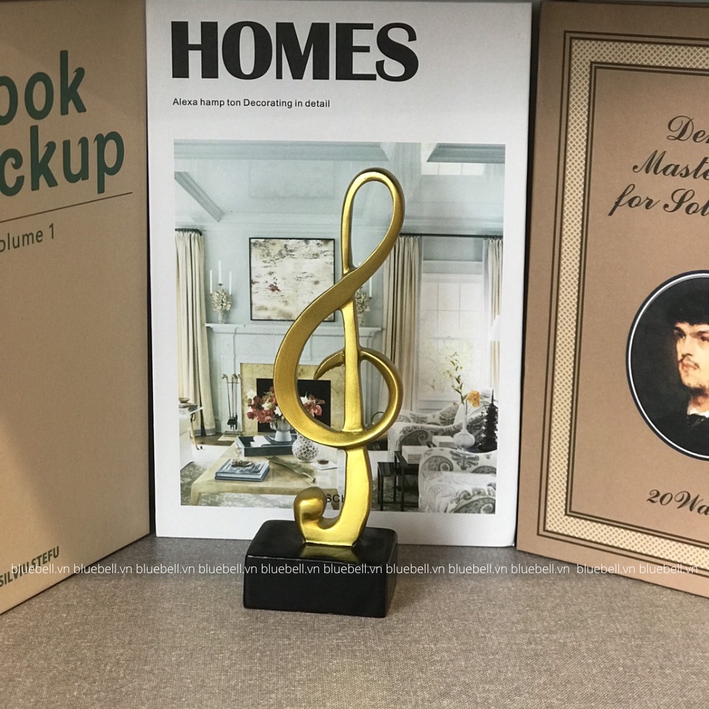 Set Tượng, Mô Hình 3 Nốt Nhạc Mạ Vàng Trang Trí Decor Kệ, Bàn Làm Việc Phong Cách Bắc Âu BlueBell