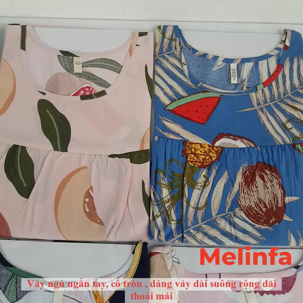 Váy ngủ ngắn tay vải Cotton lụa tự nhiên thoáng mát mềm mịn mặc mùa hè, đầm mặc nhà freesize mã VAV0269 | BigBuy360 - bigbuy360.vn