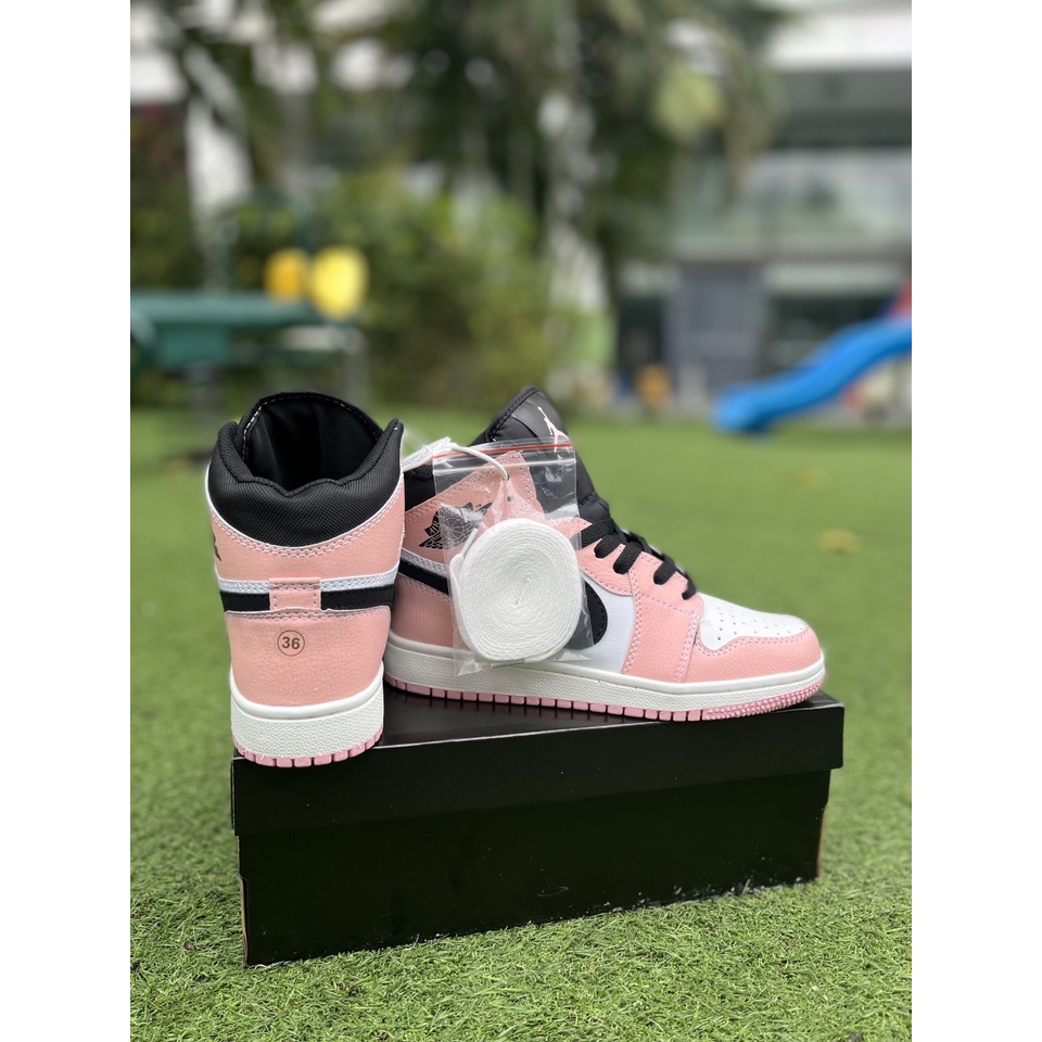 Giày Jordan Hồng Cổ Cao , Giày JD1 Hồng Trắng Cao Nữ Siêu Đáng Yêu Bản Đẹp 2022 Full Box Bill