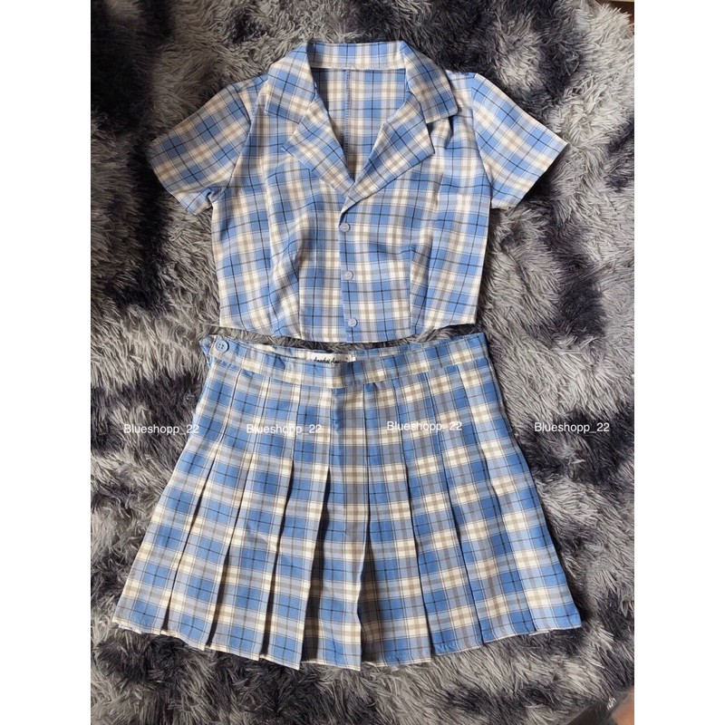 SET ÁO + CHÂN VÁY TENNIS KẺ CARO ULZZANG