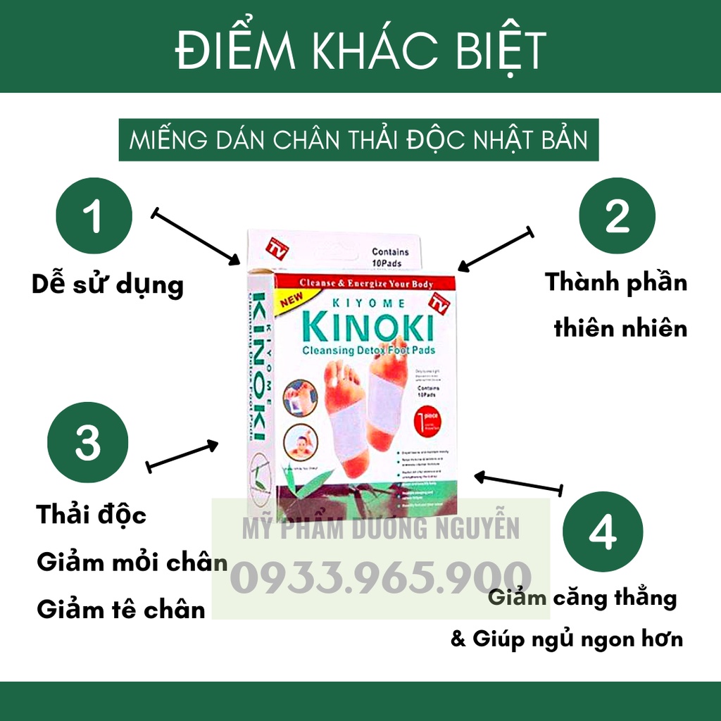 Miếng Dán Chân Thải Độc Nhật Bản Kinoki Detox Foot Patch 10 Miếng/Hộp