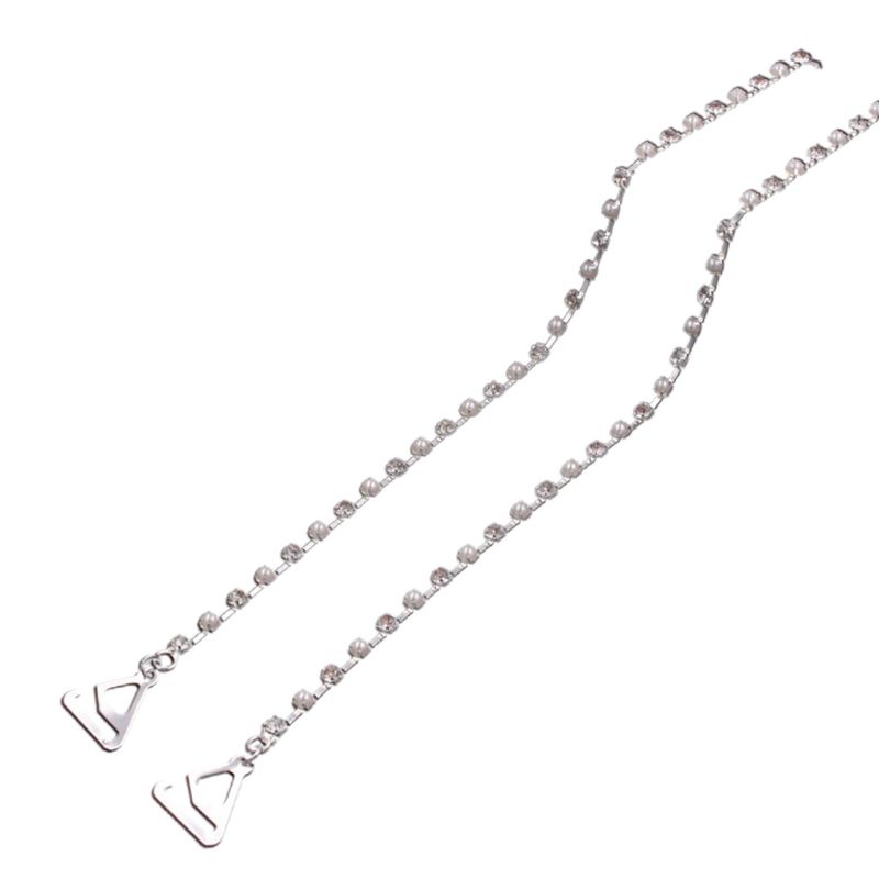 Dây áo ngực kim loại đính đá pha lê và ngọc trai vô hình cho nữ mặc đầm cưới dự tiệc