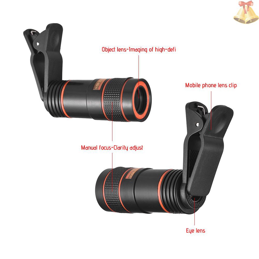 ONE 8X Zoom Optical Smartphone Telephoto Lens Portable Mobile Phone Telescope Lens with Clip Universal for iPhone Samsung HUAWEI Xiaomi HTC Most Phones