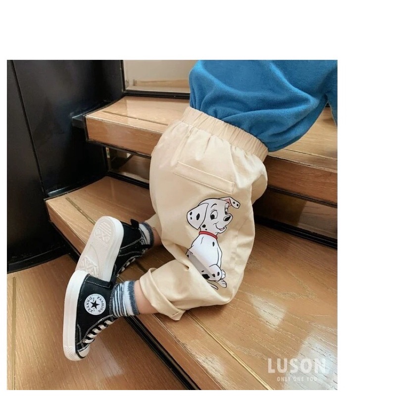 Quần kaki dáng boy cho bé trai chất mềm đẹp in hình thú nghộ nghĩnh_ Quần dài chobé trai từ 15- 25 kg