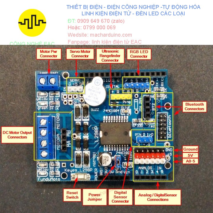 Mạch Arduino Motor Shield L298P UNO 328